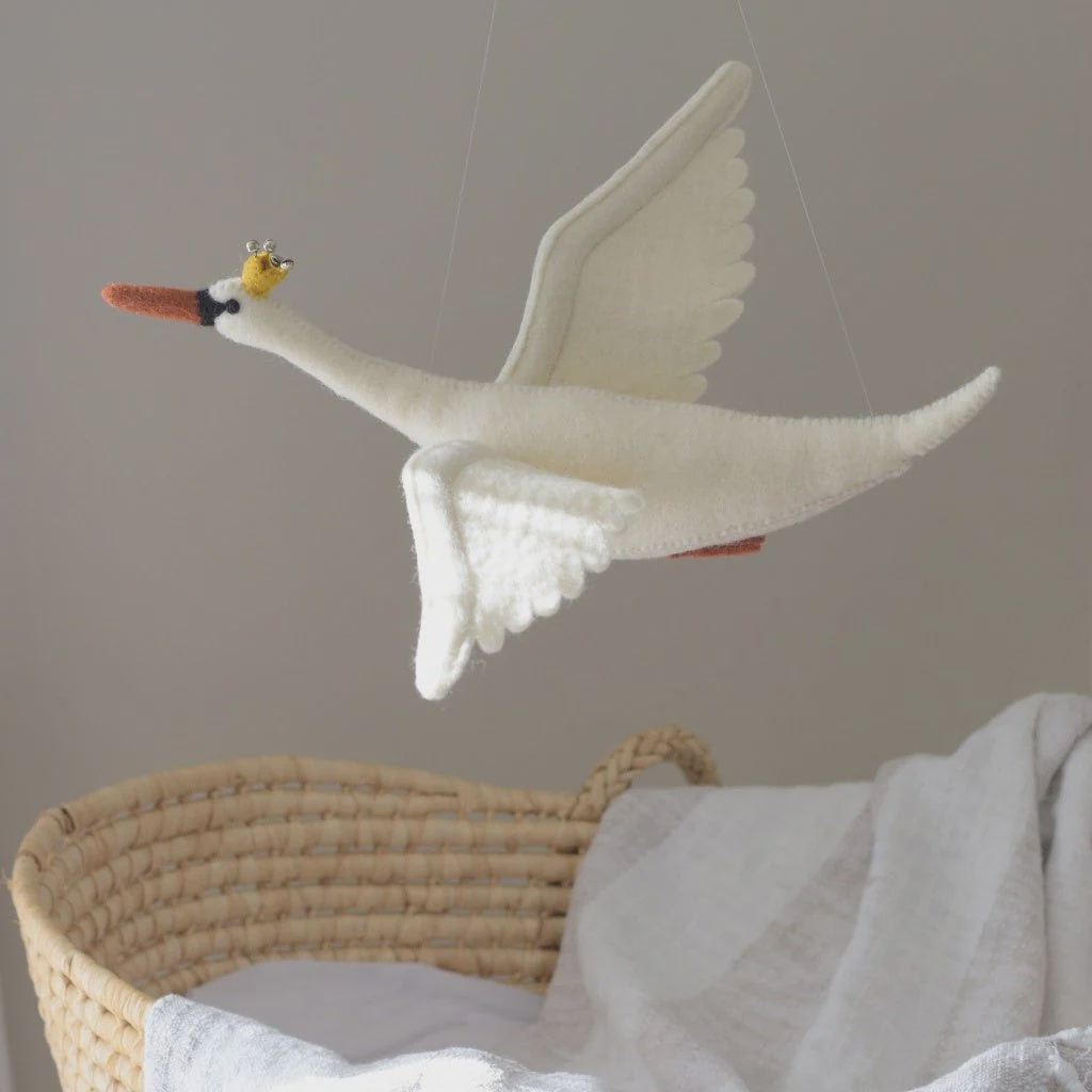 Small Flying Swan Mobile - Mustard