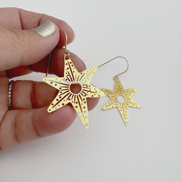 Midi Christmas Star earrings in Gold