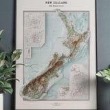 New Zealand Map - Reproduction of Vintage 1922 Atlas Map