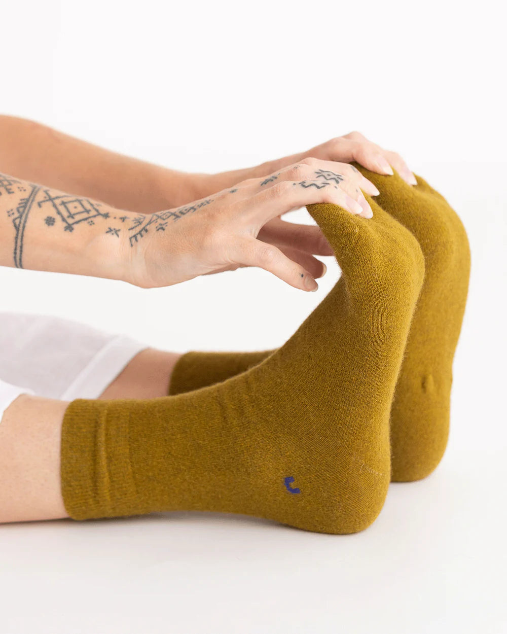 Possum Merino Wool Socks | Ecru Olive