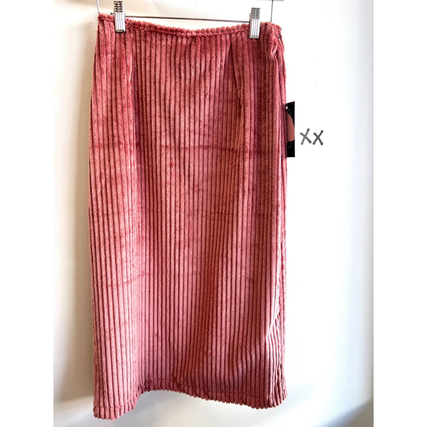 Rose Corduroy Pencil Skirt