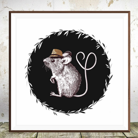 Fedora Love Mouse Art Print