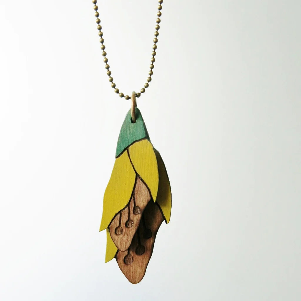 Kowhai Flower Rimu Necklace