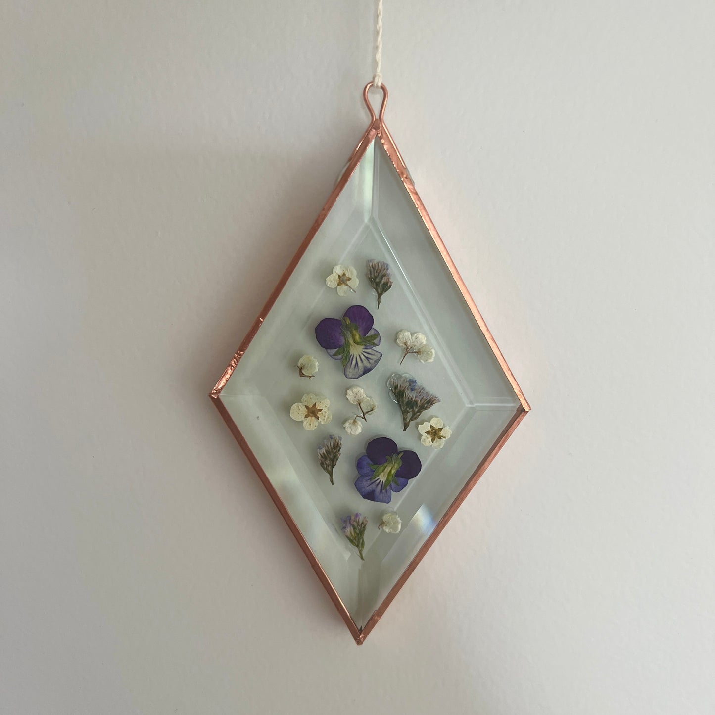 Pressed flower suncatcher - small diamond