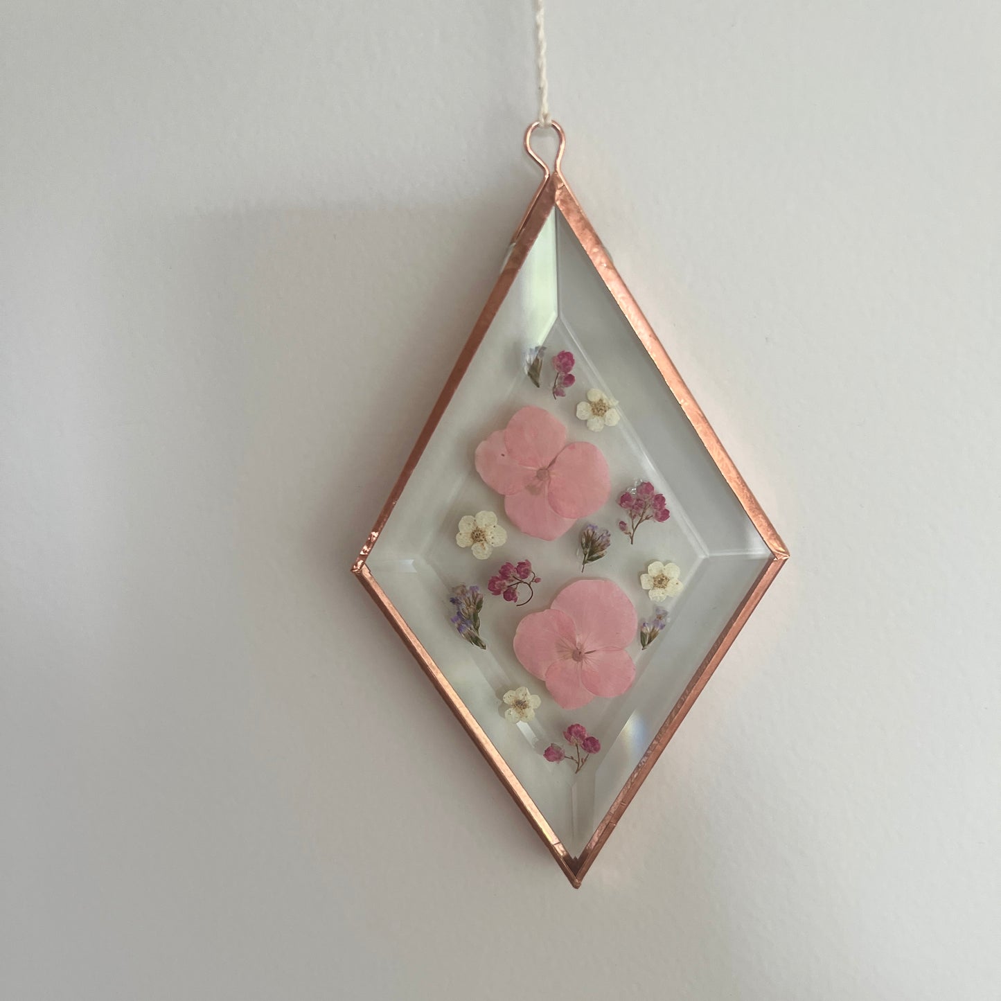 Pressed flower suncatcher - small diamond