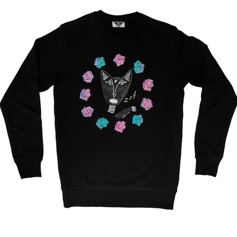 Native Singing Cats Royal Sweatshirt, Pink/Green Metallic