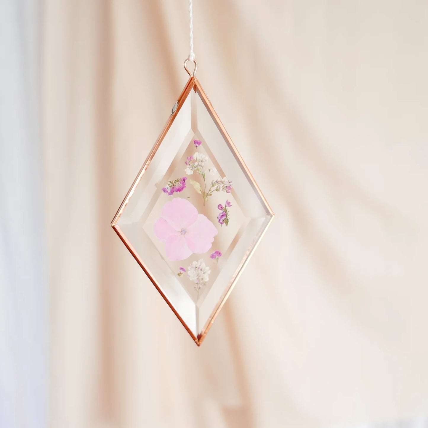 Pressed flower suncatcher - small diamond
