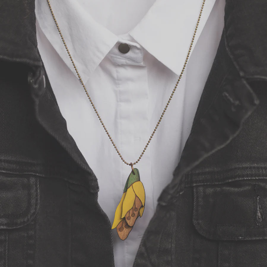 Kowhai Flower Rimu Necklace