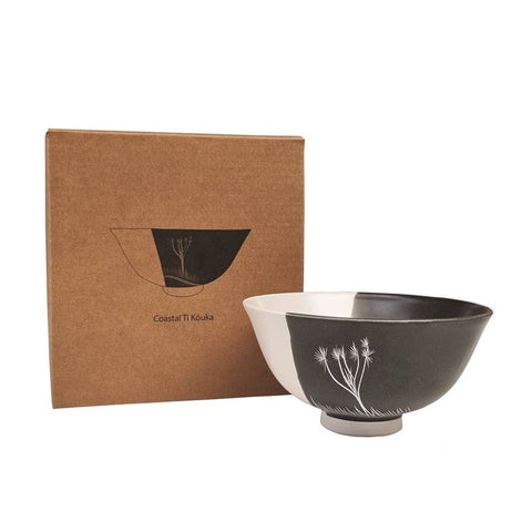 Jo Luping Design - Coastal Ti Touka Dipped Black on White | 11cm Porcelain Bowl
