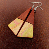 Wooden Drop Earrings | variegated foil